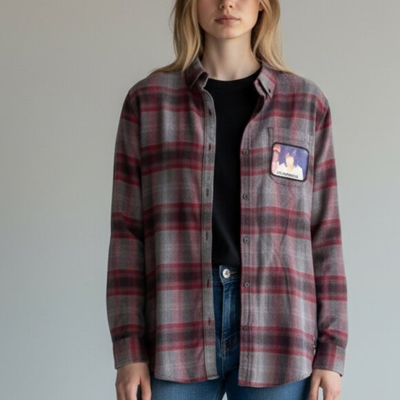 BROKEN BANDIT THE DOORS UPCYCLED ONE OF A KIND FLANNEL - Picture 2 of 7